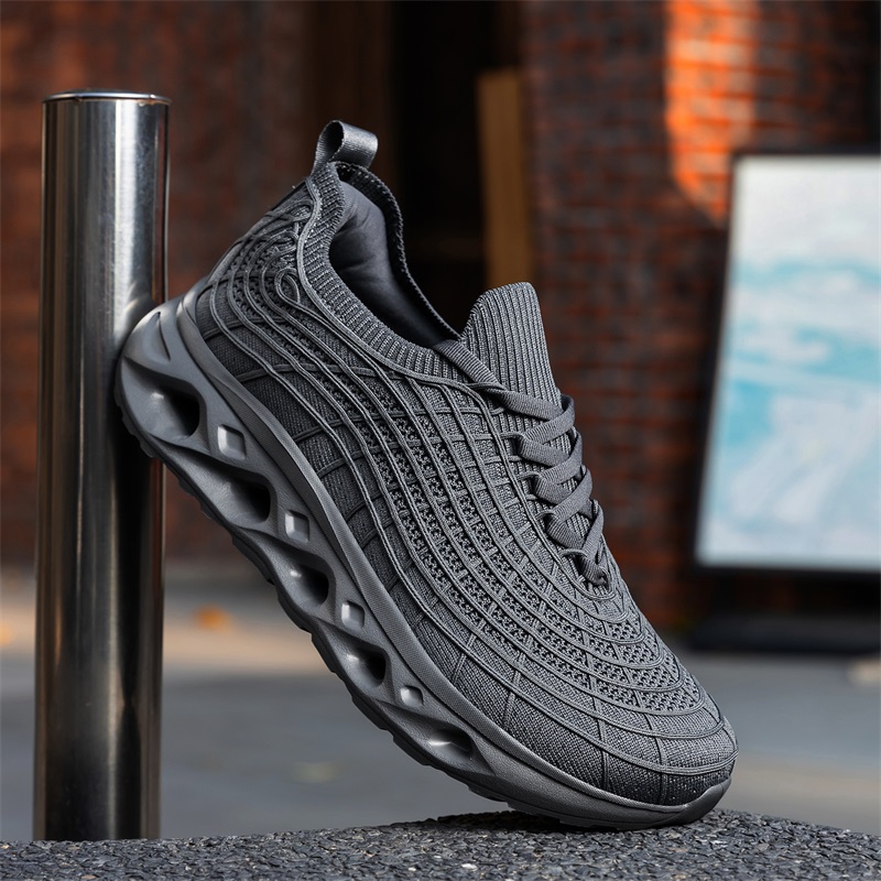 Herenschoenen met brede neus,  - Knit Fabric Lace Up Sneakers recensie en prijs