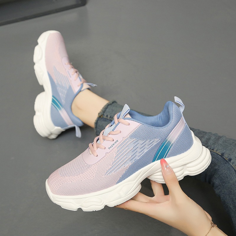 Mode Nieuwe Sneakers voor Dame - Knit Fabric Lace Up Sneakers recensie en prijs