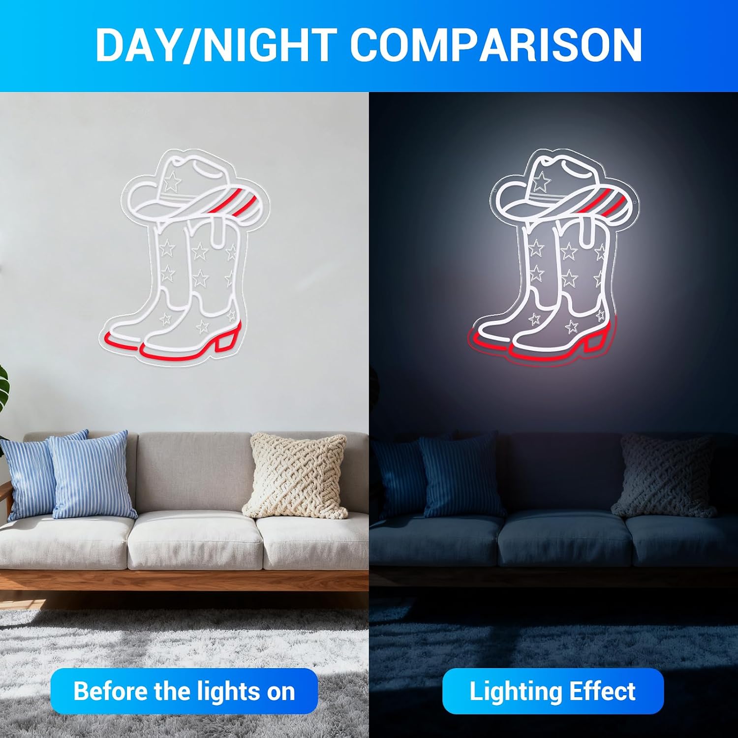 Cowboylaarzen en hoed LED neon - Boots recensie en prijs
