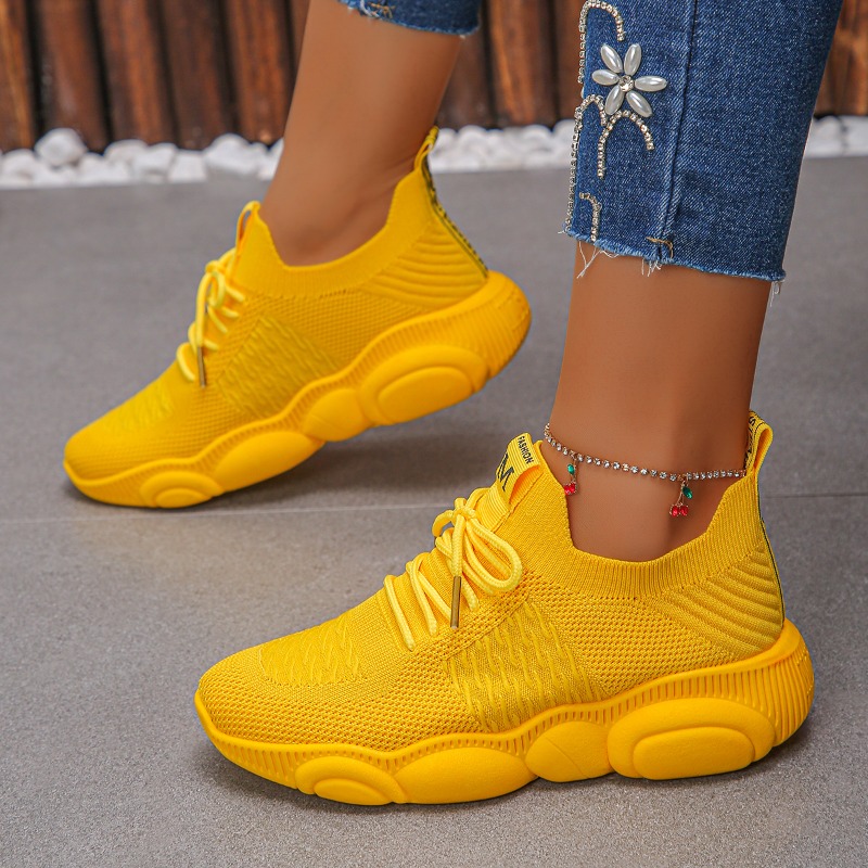 Dames Sneakers Nieuwe Trendy E - Knit Fabric Lace Up Sneakers recensie en prijs